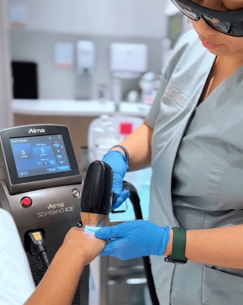 Specialist doing Laser Hair Removal